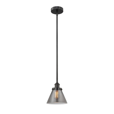 Cone 1 Light Stem Hung Mini Pendant 8.5 and 7.75 Inch Wide by Innovations - 616-1SH-BK-G43