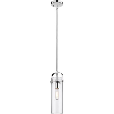Pilaster 100W 1 LED Stem Hung Mini Pendant 14.5X5 Inch Wide by Innovations - 423-1S-PC-4CL-LED