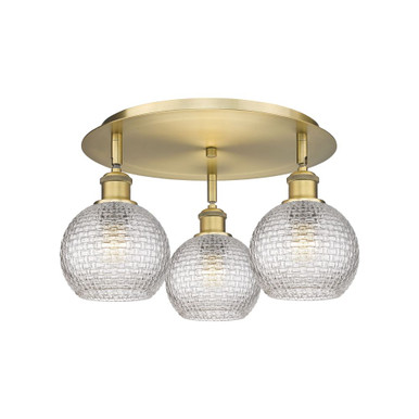 Athens 3 Light Semi Flush Mount 9.13 Inch X 17.63 Inch Wide by Innovations - 516-3C-BB-G122C-6CL