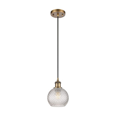 Athens 1 Light Cord Hung Mini Pendant 8.13 X 5.88 Inch Wide by Innovations - 516-1P-BB-G122C-6CL
