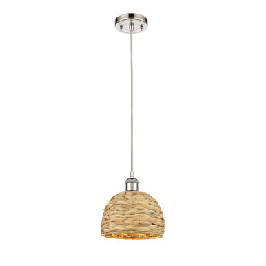 Woven Rattan 1 Light Mini Pendant 8.75 Inch and 8 Inch Wide by Innovations - 516-1P-RBD-8