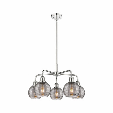 Athens Deco Swirl 5 Light Medium Chandelier by Innovations 516-5CR-G1213-6 - 516-5CR-PC-G1213-6SM