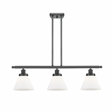 Cone 3 Light Stem Hung Island 11 Inch Tall and 36 Inch Wide by Innovations - 916-3I-BK-G41