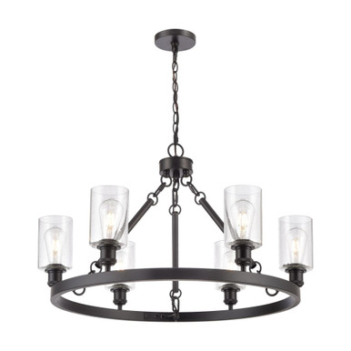 Clymer 6 Light Chain Hung Chandelier 19.75 and 30 Inch Wide by Innovations - 830-BK-G804