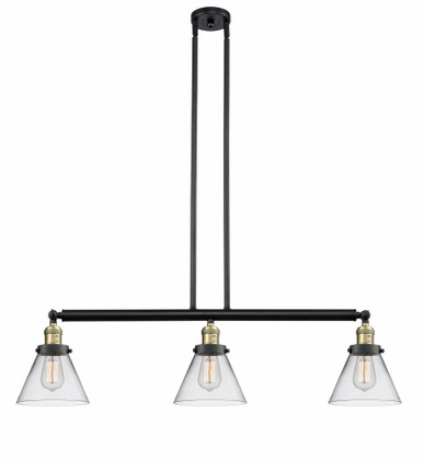 Cone 3 Light Stem Adjustable Island 10 and 40.25 Inch Wide by Innovations - 213-BAB-G42