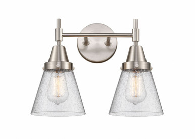 Cone 2 Light Bath Vanity 11 Inch Tall and 15.25 Inch Wide by Innovations - 447-2W-SN-G64