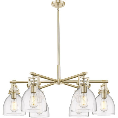 Newton Bell 6 Light Down Chandelier 16.25X34.63 Inch Wide by Innovations - 411-6CR-CB-G412-7CL