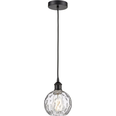 Athens Water Glass 100W 1 LED Cord Mini Pendant 8X 6 by Innovations - 616-1P-BK-G1215-6-LED