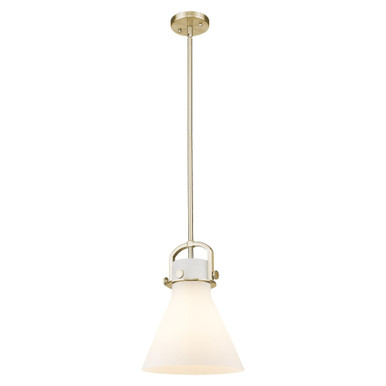 Newton Cone 1 Light Mini Pendant 13.13 Inch and 10 Inch Wide by Innovations - 410-1SM-CB-G411-10WH
