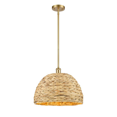 Woven Rattan 1 Light Stem Mini Pendant 13X15.75 Inch Wide by Innovations - 516-1S-RBD-16