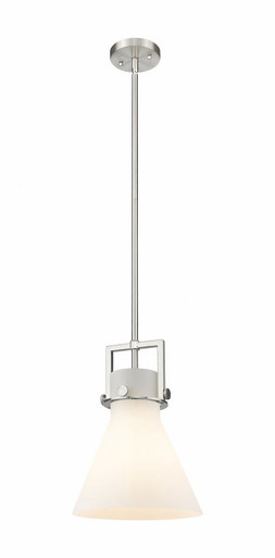 Newton Cone 1 Light Stem Hung Mini Pendant 13.63 X 10 Inch by Innovations - 411-1SM-SN-G411-10WH