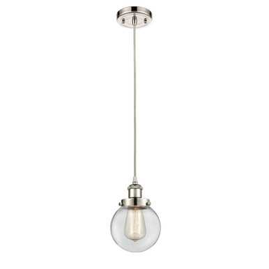 Beacon 1 Light Cord Hung Mini Pendant 9 Inch and 6 Inch Wide by Innovations - 916-1P-PN-G202-6