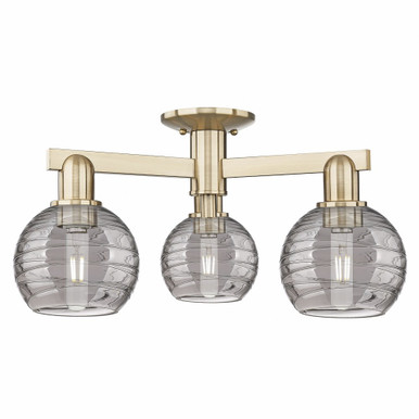 Athens Deco Swirl 3 Light Semi Flush Mount 23.25 Inch Wide by Innovations - 716-3F-CB-G1213-6SM
