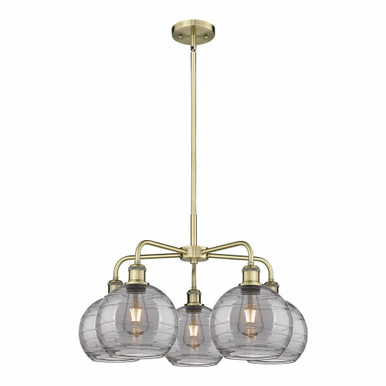 Athens Deco Swirl 5 Light Medium Chandelier by Innovations 516-5CR-G1213-8 - 516-5CR-AB-G1213-8SM
