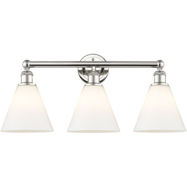 Berkshire Glass 3 Light Round Bath Vanity 12.25X26 Inch Wide by Innovations - 616-3W-GBC-8