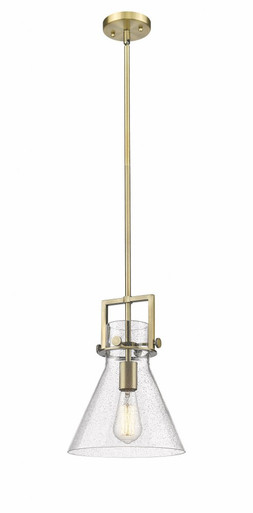 Newton Cone 1 Light Stem Hung Mini Pendant 13.63 X 10 Inch by Innovations - 411-1SM-BB-G411-10SDY