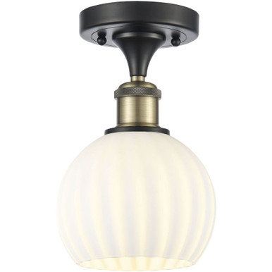 White Venetian 1 Light Semi Flush Mount 10 and 6 Inch Wide by Innovations - 616-1F-BAB-G1217-6WV