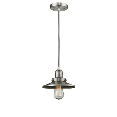 Railroad 100W 1 LED Cord Hung Mini Pendant 5.13X8 Inch Wide by Innovations - 201C-M1-M7-LED
