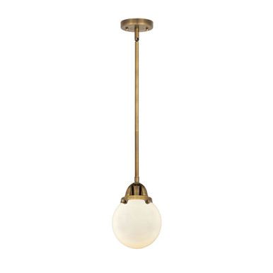Beacon 100W 1 LED Stem Hung Mini Pendant 8.5 Tall and 6 Wide by Innovations - 288-1S-BB-G201-6-LED