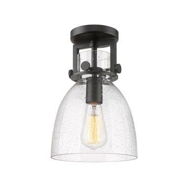 Newton Bell 1 Light Semi Flush Mount 12.5 and 8 Inch Wide by Innovations - 411-1F-BK-G412-8SDY
