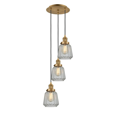 Chatham 3 Light Cord Hung Multi Pendant 33.75X13.5 Inch Wide by Innovations - 113F-3P-BB-G142