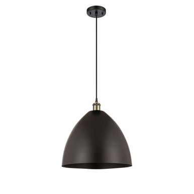 Bristol 100W 1 LED Cord hung Cone Mini Pendant 17X16 Inch by Innovations - 516-1P-MBD-16-LED