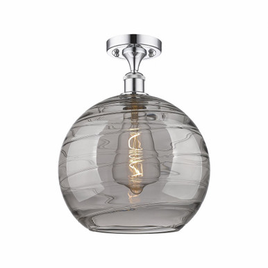 Athens Deco Swirl 1 Light Industrial Semi Flush Mount by Innovations - 516-1C-PC-G1213-12SM
