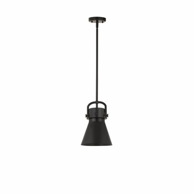 Newton Cone 1 Light Metal Small Stem Pendant 8 Inch Wide by Innovations - 410-1SS-BK-M411-8BK