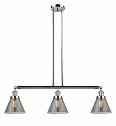 Cone 3 Light Stem Adjustable Island 10 and 40.25 Inch Wide by Innovations - 213-PN-G43