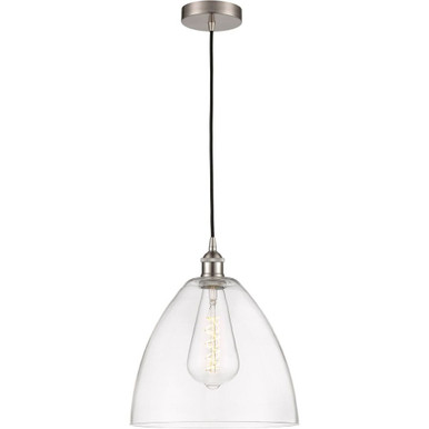 Bristol 100W 1 LED Cord hung Glass Mini Pendant 13X12 Wide by Innovations - 616-1P-SN-GBD-122-LED