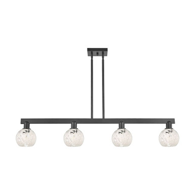 White Mouchette 4 Light Stem Hung Island 8.88X48.75 Inch by Innovations - 716-4I-BK-G1216-6WM