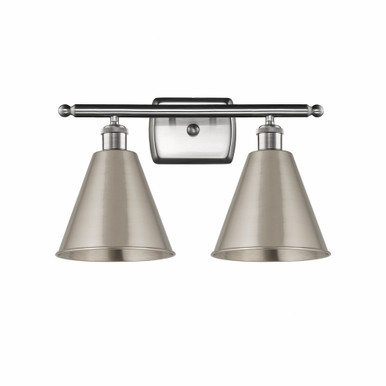 Ballston Cone 2 Light Vanity Light by Innovations - 516-2W-SN-MBC-8-SN