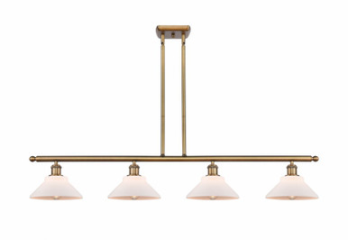 Orwell 4 Light Stem Hung Island 7.5 Inch Tall X 48 Inch Wide by Innovations - 516-4I-BB-G131