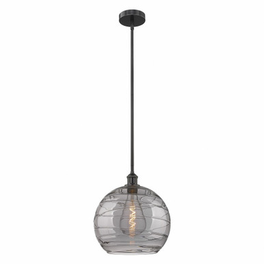Athens Deco Swirl 1 Light Stem Mini Pendant 14.63X13.75 by Innovations - 616-1S-BK-G1213-14SM