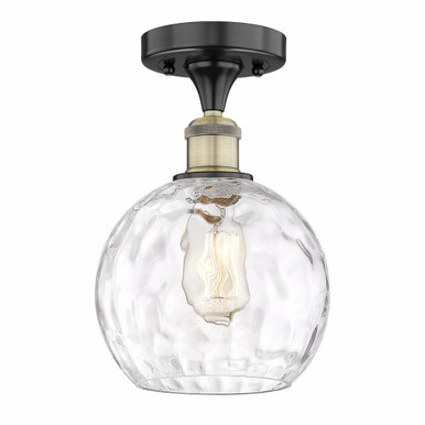 Athens Water Glass 1 Light Semi Flush Mount 12 X 8 Inch Wide by Innovations - 616-1F-BAB-G1215-8