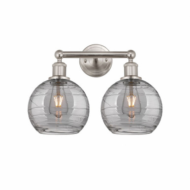 Athens Deco Swirl 2 Light Bath Vanity 12.13 X 17 Inch Wide by Innovations - 616-2W-SN-G1213-8SM