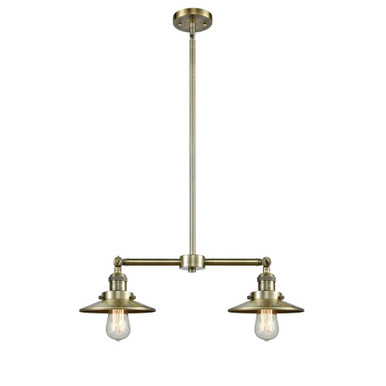 Railroad 100W 2 LED Stem Adjustable Island 10 X 21 Inch Wide by Innovations - 209-AB-M4AB-LED