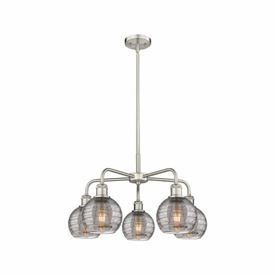 Athens Deco Swirl 5 Light Medium Chandelier by Innovations 516-5CR-G1213-6 - 516-5CR-SN-G1213-6SM