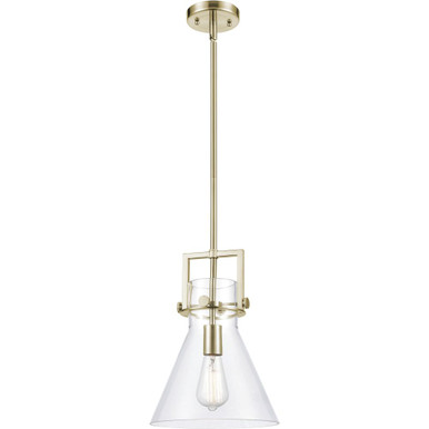 Newton Cone 1 Light Mini Pendant 11.75 Inch and 10 Inch Wide by Innovations - 411-1SM-CB-G411-10CL