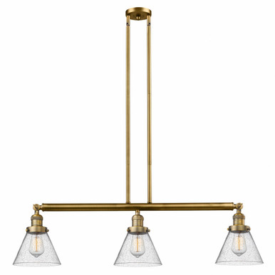 Cone 3 Light Stem Adjustable Island 10 and 40.25 Inch Wide by Innovations - 213-BB-G44
