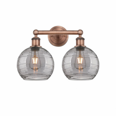 Athens Deco Swirl 2 Light Bath Vanity 12.13 X 17 Inch Wide by Innovations - 616-2W-AC-G1213-8SM