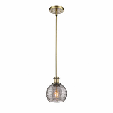 Athens Deco Swirl 1 Light Stem Hung Mini Pendant 7.63 X 5.88 by Innovations - 516-1S-AB-G1213-6SM