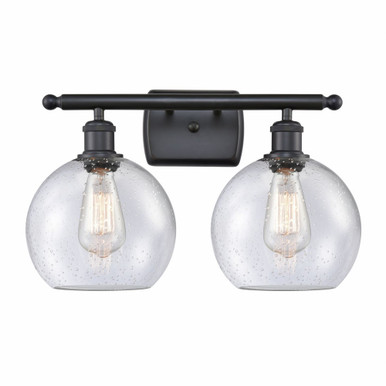 Athens 2 Light Bath Vanity 11 Inch Tall and 18 Inch Wide by Innovations - 516-2W-BK-G124-8