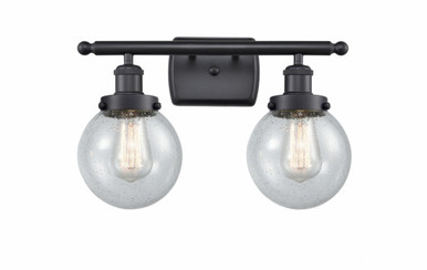 Beacon 2 Light Bath Vanity 11 Inch Tall and 16 Inch Wide by Innovations - 916-2W-BK-G204-6