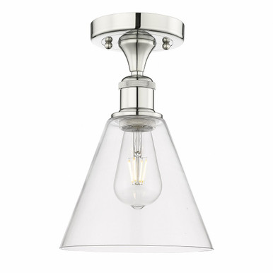 Berkshire Glass 1 Light Semi Flush Mount 12 InchX8 Inch Wide by Innovations - 616-1F-PN-GBC-82