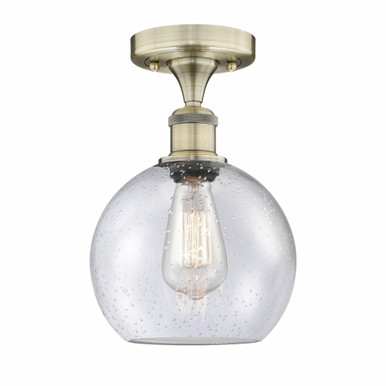 Athens 1 Light Semi Flush Mount 12 Inch Tall and 8 Inch Wide by Innovations - 616-1F-AB-G124-8