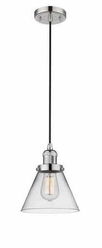Cone 1 Light Cord Hung Mini Pendant 9.13 and 7.75 Inch Wide by Innovations - 201C-PN-G42