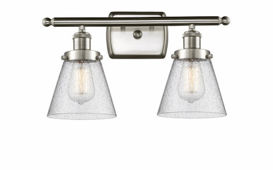 Cone 2 Light Bath Vanity 11 Inch Tall and 16 Inch Wide by Innovations - 916-2W-SN-G64