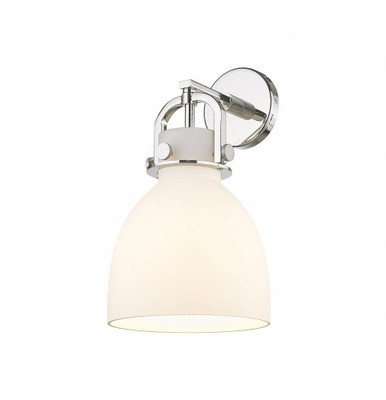 Newton Bell 1 Light Dome Glass Wall Sconce by Innovations - 410-1W-PN-G412-8WH