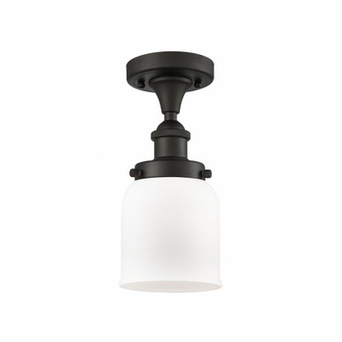 Bell 1 Light Semi Flush Mount 11 Inch Tall and 5 Inch Wide by Innovations - 916-1C-OB-G51